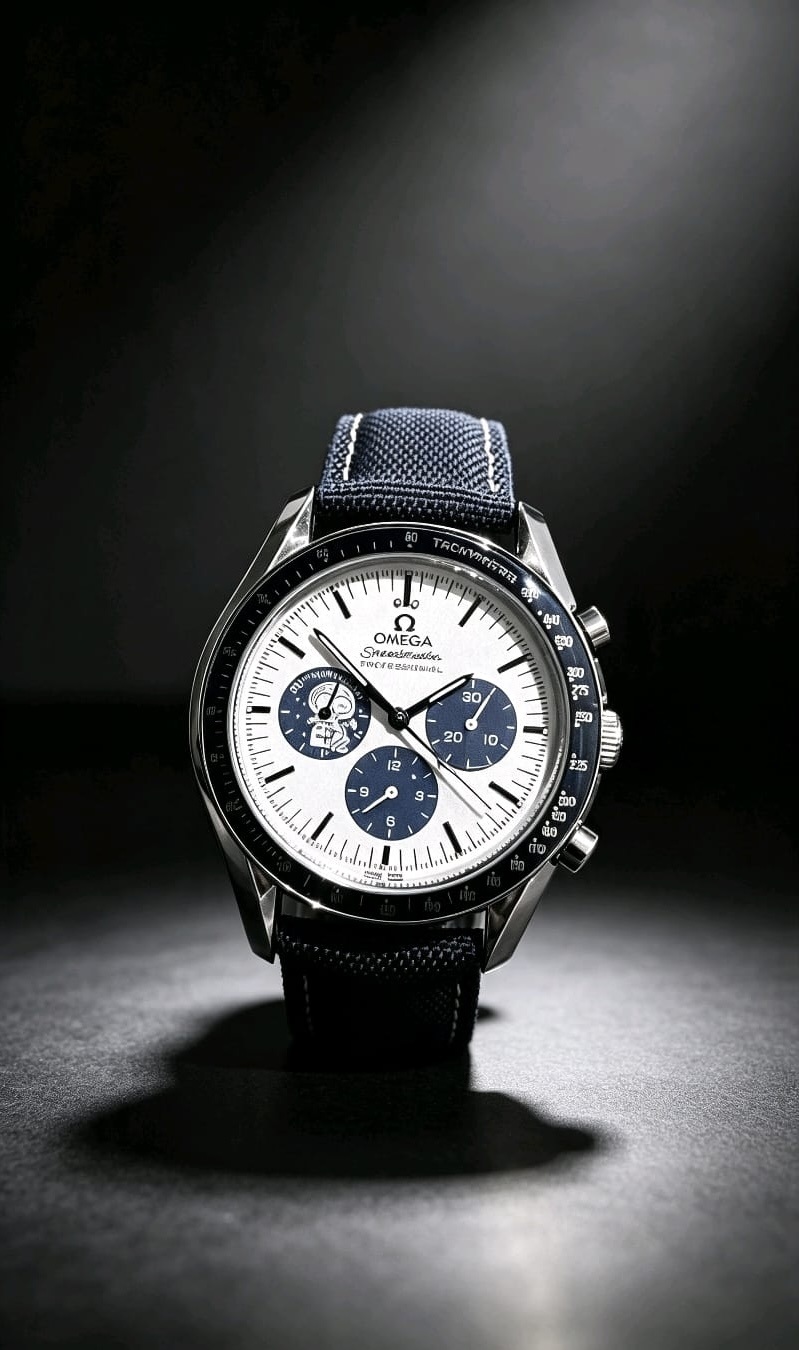 Relógio Omega Speedmaster Branco com Detalhes em Azu