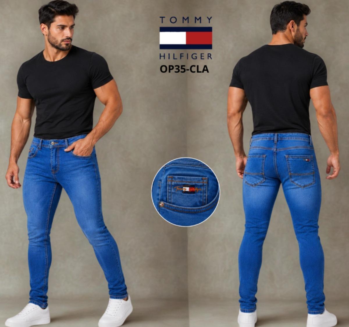 Calça Jeans Masculina Tommy Hilfiger Azul Claro Slim OP35-CLA