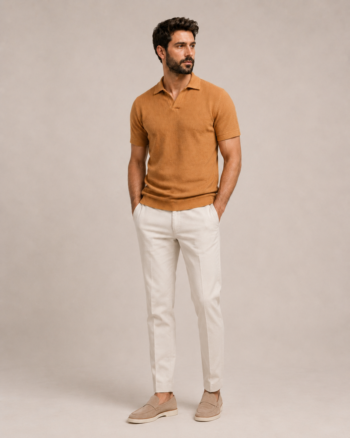 Camisa Polo Italiana Domarkus Malha Texturizada Masculina