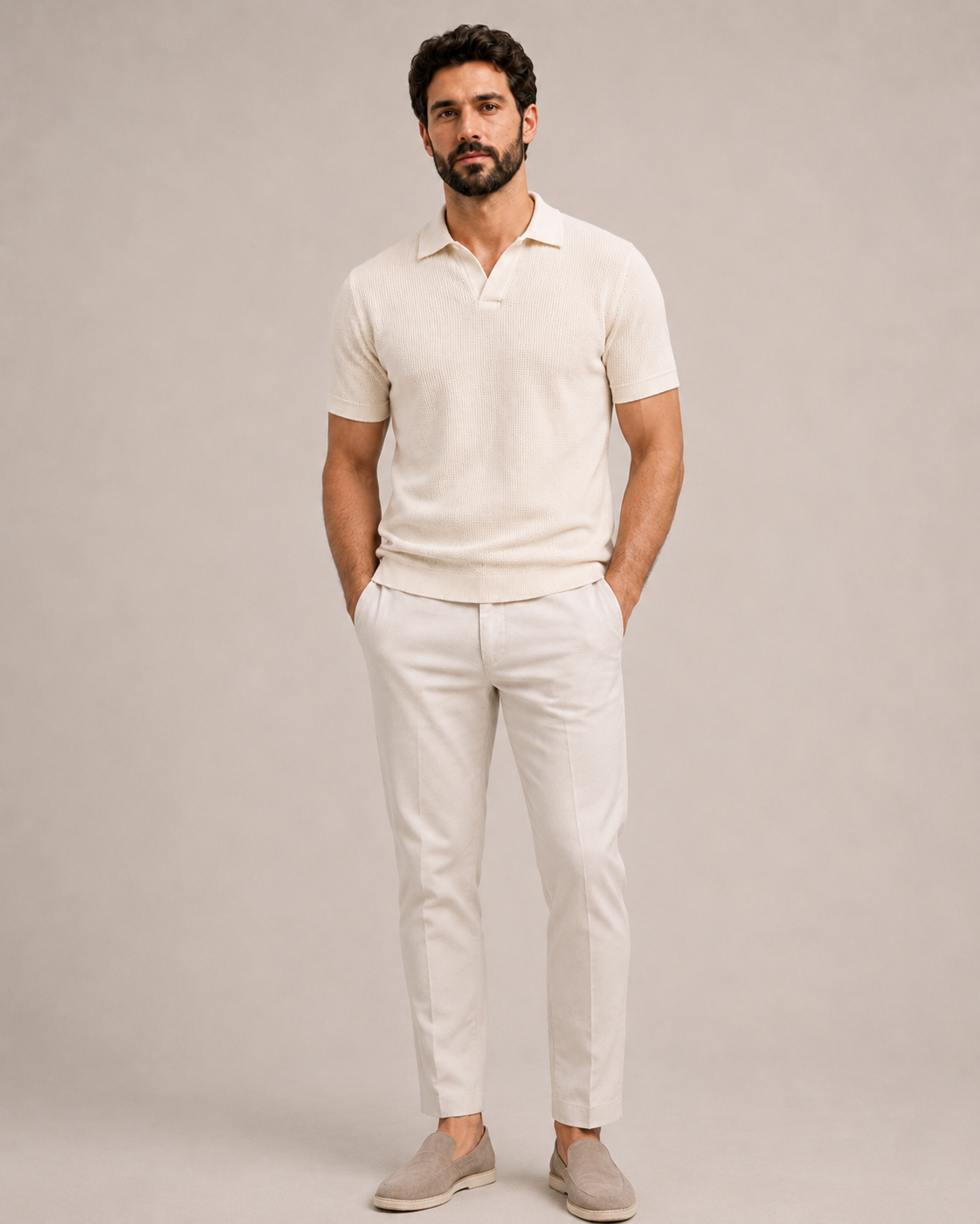 Camisa Polo Italiana Domarkus Malha Texturizada Masculina