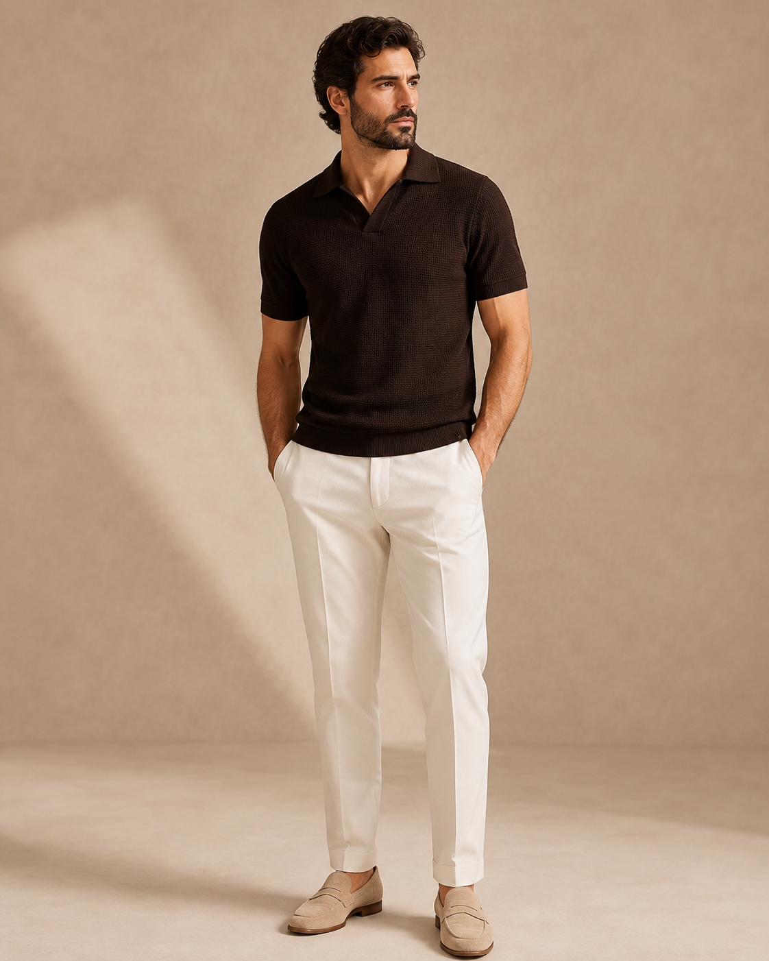 Camisa Polo Italiana Domarkus Malha Texturizada Masculina